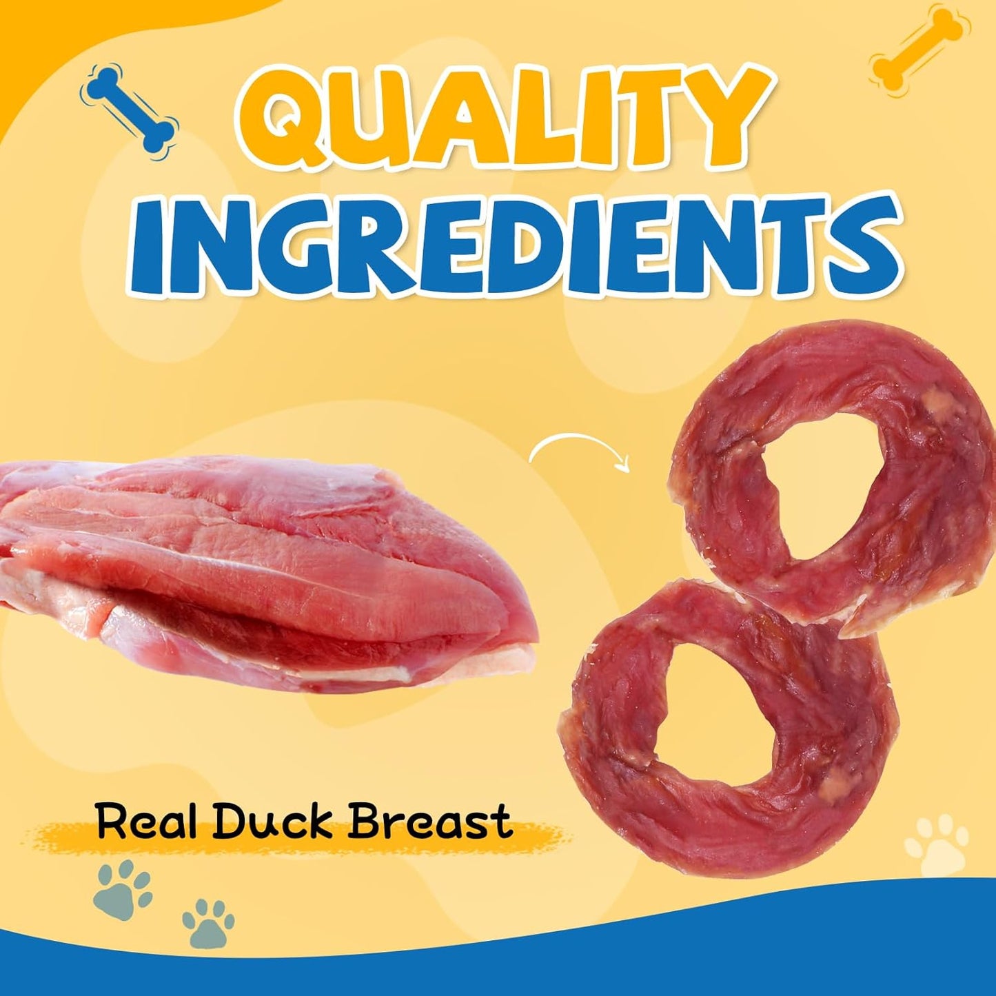 gazeupon Dog Treats Duck Jerky Rings, Natural Duck Breast, Healthy Training Rewards for Dogs w/Glucosamine Chondroitin