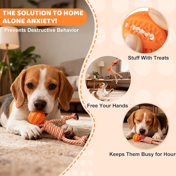 Puppy Chew Toys for Teething: Rope Dog Toys Durable Interactive Tug Play with Rubber Treat Ball for Small Medium Breed - Birthday Gift for Pet