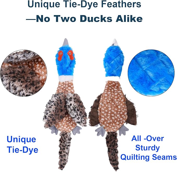 24” No Stuffing Duck Dog Toy – Large Durable Plush Bird with 2 Squeakers & Crinkle Sound, Tough Chew Toy for Medium & Large Dogs, Interactive Fetch & Tug Toy for Aggressive Chewers