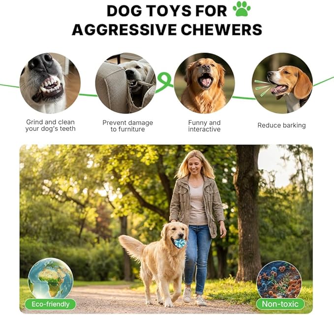 Braided Rope Dog Toy Balls - 2 Pack Dog Rope Ball Toy for Aggressive Chewers, Chew Toys for Medium Dogs, Teething Chewing and Boredom Relief