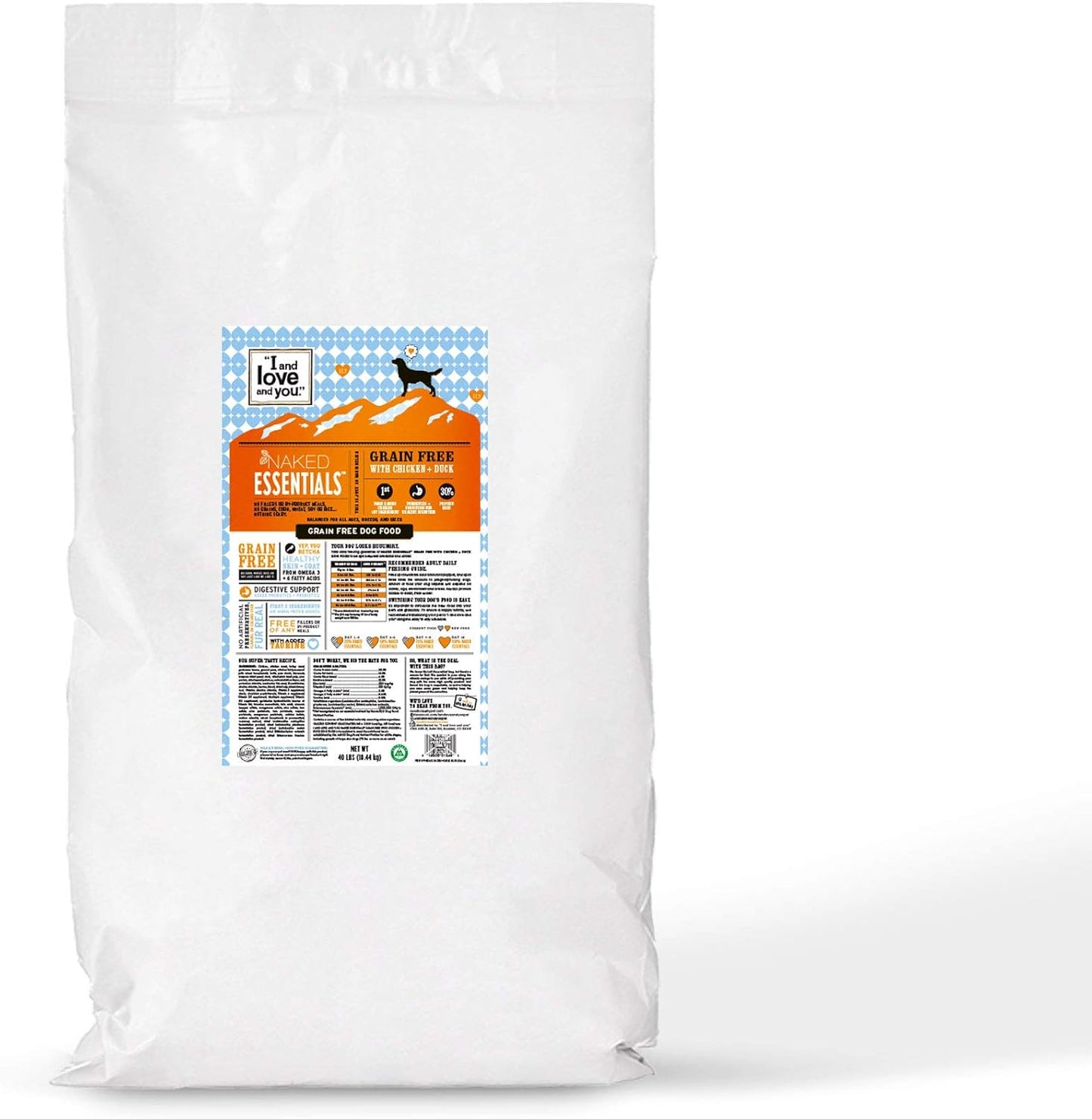 "I and love and you" Naked Essentials Dry Dog Fod, Grain-Free Chicken & Duck, 40 Lb