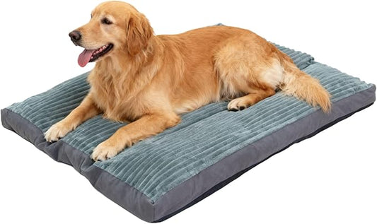 Big Dog Bed for Large Sized Dogs -Dog Crate Pad Removable Washable Cover, Non-Slip Bottom, Pet Mat Comfort Cushion for Joint Relief, Deep Sleep & Home Decor