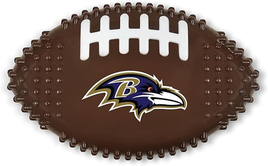 NFL Baltimore Ravens Mega- Chew Hard Nylon Bacon-Flavored Dog Bone Football Chew Toy Interactive Tasty Fun Dog Chewy Toys Indestructible Strong Durable Tough Pet Biting Playtoy for Aggressive Chewers