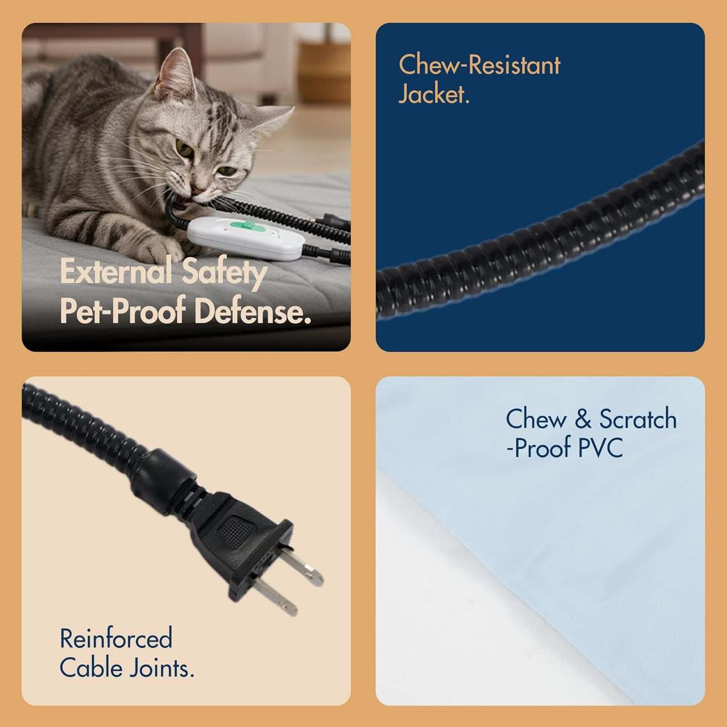 Dog Heating Pad (31"x20") - Waterproof Electric Heated Mat & Pet Bed for Indoor and Outdoor Use, Chew Resistant Cord, Machine Washable Cover with Wheat Pattern Quilting, for Cats and Pets