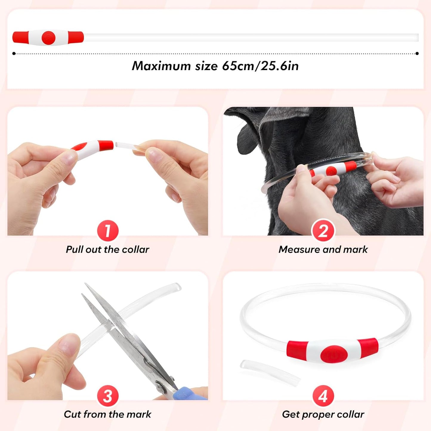 BSEEN Light Up Dog Collar - Rechargeable LED Dog Collar - 360° Glow in The Dark Pet Collar for Small Medium Large Dogs, TPU Cuttable Puppy Collar Safety Dog Lights for Night Walking (Red 70cm)