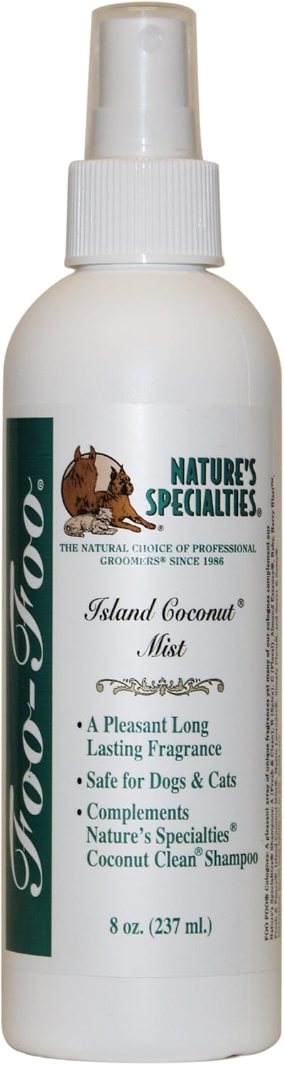 Nature's Specialties Island Coconut Mist Dog Cologne for Pets, Natural Choice for Professional Groomers, Ready to Use Perfume, Finishing Spray, Made in USA, 8 oz