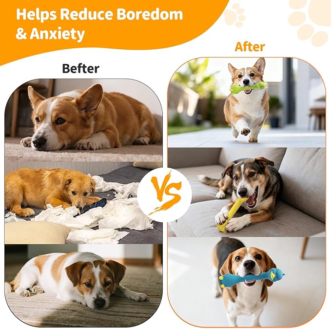 Latex Squeaky Dog Toys, 3 Pack Soft Rubber Dog Chew Toys, 8.7" Standing Stick Animal Pet Toy to Keep Them Busy, Interactive Fetch Squeak Toy for Puppy Small Medium Dogs