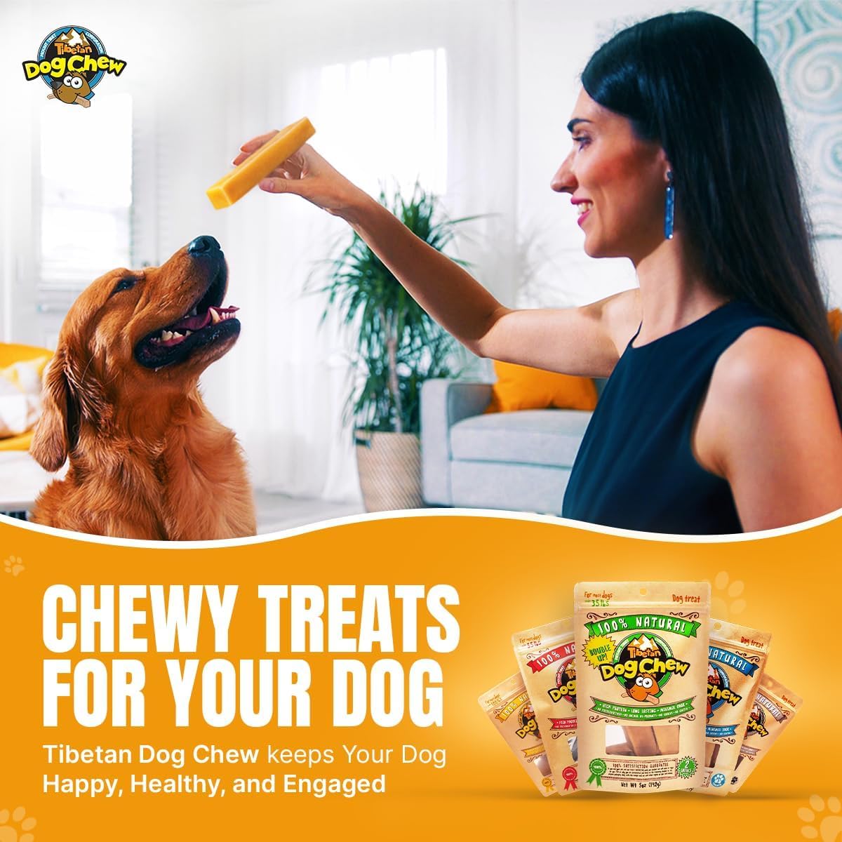 Tibetan Dog Chew Yak Cheese Sticks (12 Large Chews) - Handmade Treats for Aggressive Chewers, Easy to Digest, No Additives, Rawhide, Grains, or Gluten - Ideal Dog Toy and Travel Bag Companion