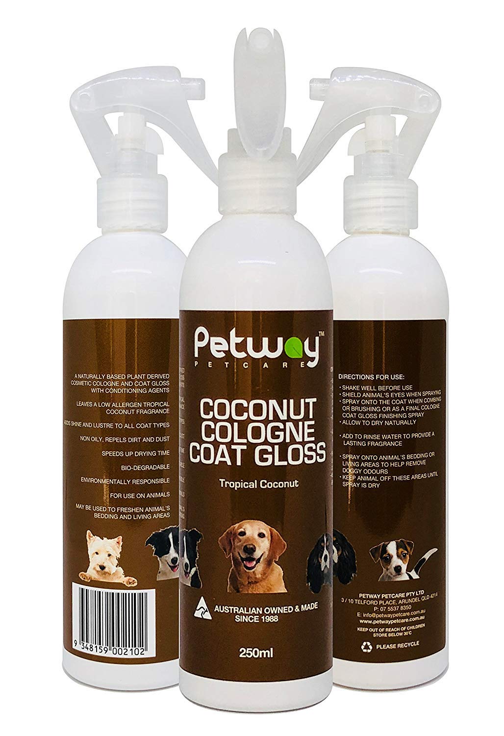 Petcare Coconut Dog Cologne, Natural Dog Cologne Spray with Coconut, Dog Deodorising Spray, Dog Odour Eliminator for Home, Dog Deodorant Spray for Smelly Dogs, Dog Grooming Spray, 250ml