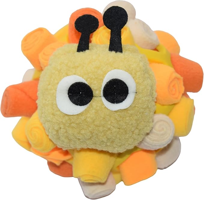 PET-ELF Caterpillar Snuffle Ball for Dogs, Interactive Tug Toys, Treat Dispensing Puzzles, Improve Foraging Skills, Slow Feeder, Indoor and Outdoor Enrichment Toy, Multifunction, Yellow, 1 Pack