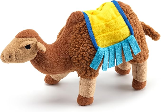 Snuffle Dogs Toys Plush Stuffed Puppy Toy No Squeaky Treat Hide for Large, Medium, Small Dogs and Puppies Slow Feeder, Machine Washable, Pet Supplies Toys for Dogs to Keep Them Busy, Camel