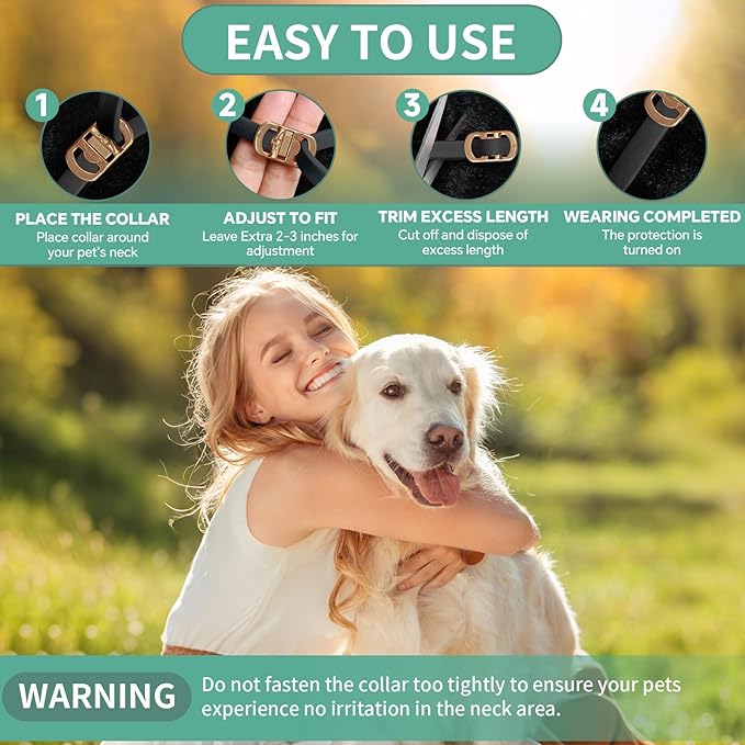 4 PCS Flea and Tick Collar for Dogs, 32 Months Protection Waterproof & Adjustable Dog Treatment Collar, Flea and Tick Prevention for Dogs & Puppies (Black)