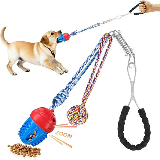 2pcs Dog Tug Toy with Handle - Indestructible Interactive Toy for Aggressive Chewers,Sound Dog Rope Training Toys for Medium & Small Dogs to Keep Them Busy,Red