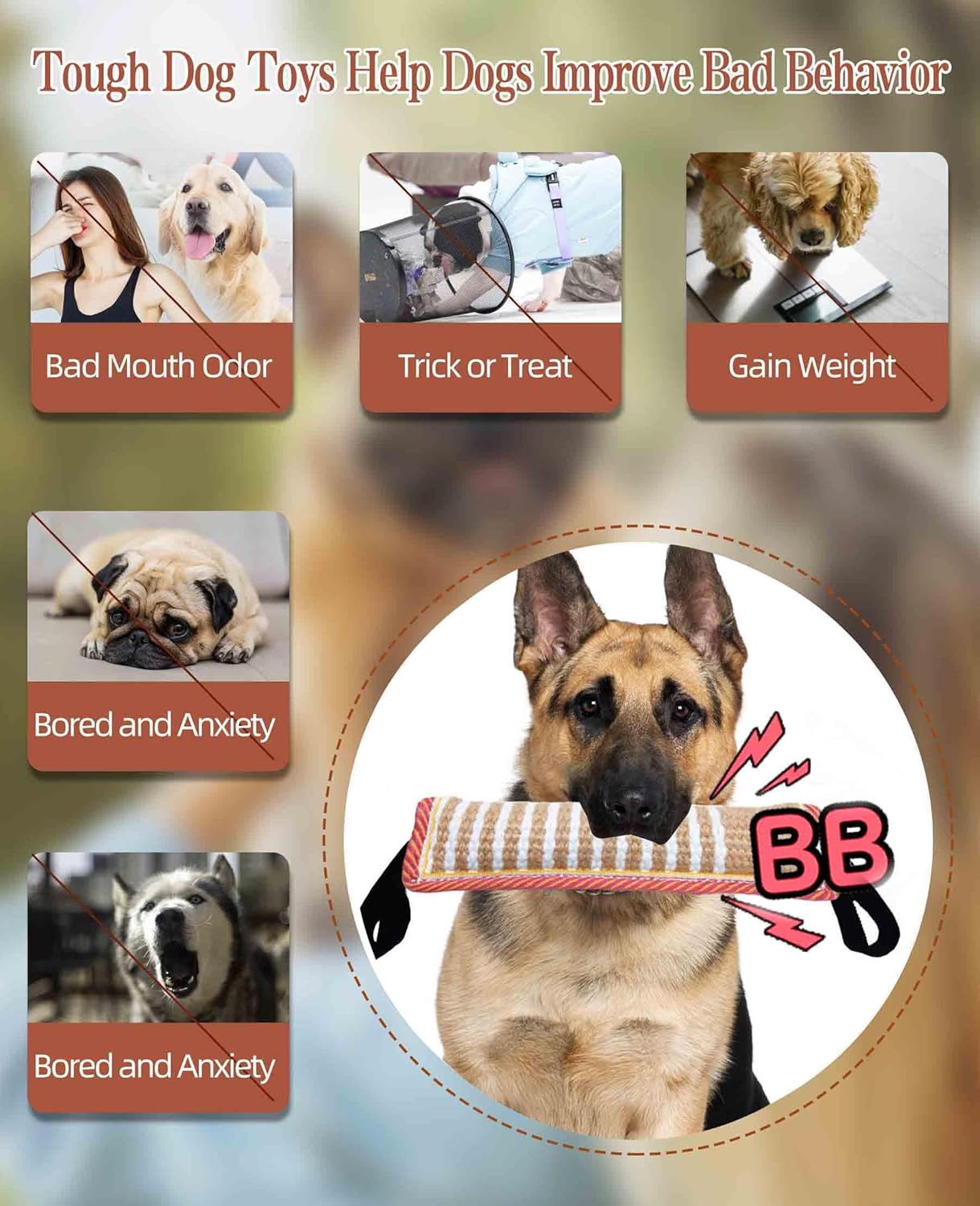 Clysoru Tug Toy for Dogs Squeaky Toy with 2 Strong Handles Lasting Training Equipment Puppy to Large Dog Interactive Toys of War Pull Indestructible Rope Pet Crinkle Teething (Flower)