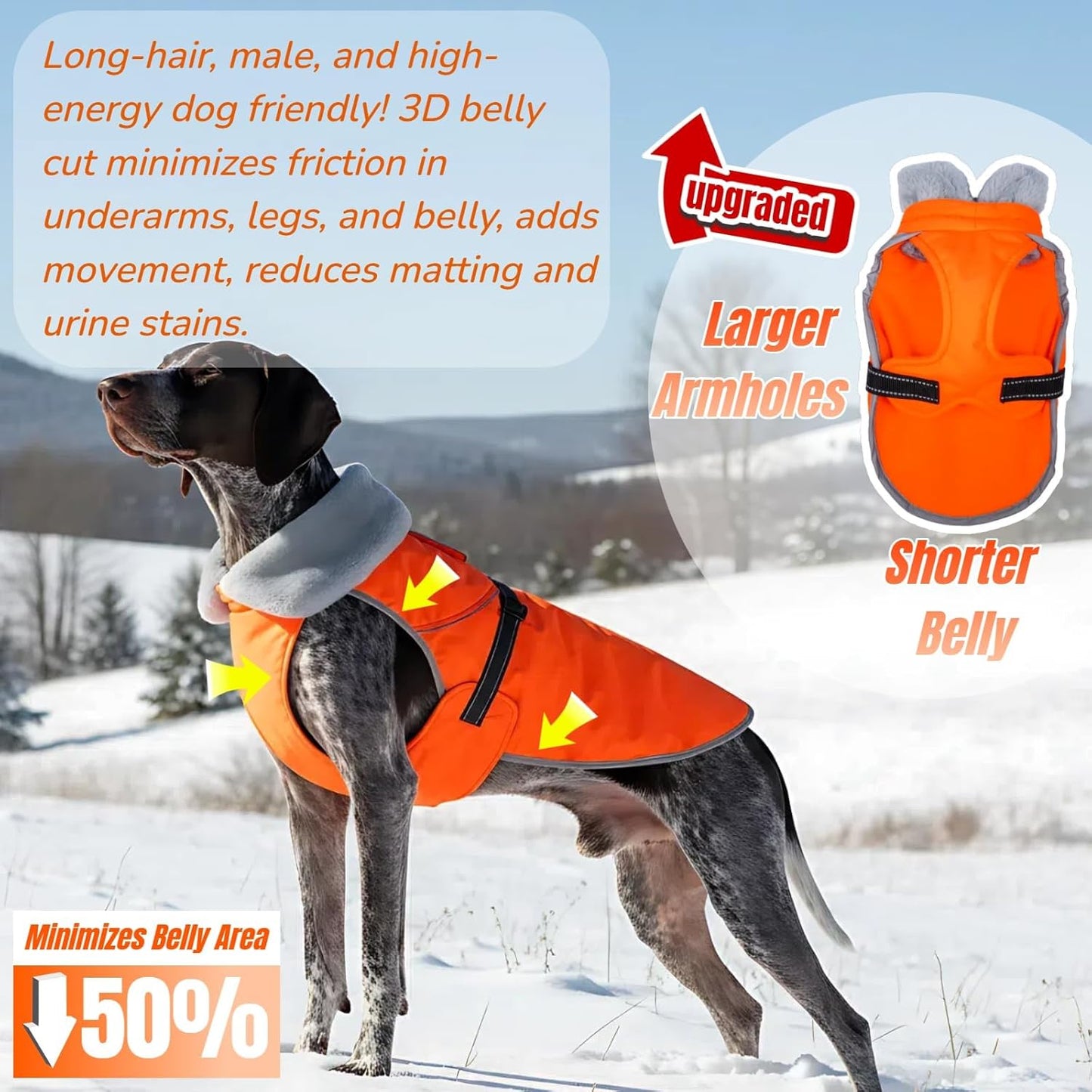 Insulated Outdoor Dog Winter Coat, Puppy Hard Shell Jacket with 2 Layer Warmth, Waterproof Coats for Small Dogs, Tangle-Free Cut Jackets for Cold Weather, Pet Clothes for Chihuahua Yorkie(Orange, XS)