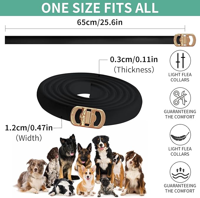 4 PCS Flea and Tick Collar for Dogs, 32 Months Protection Waterproof & Adjustable Dog Treatment Collar, Flea and Tick Prevention for Dogs & Puppies (Black)