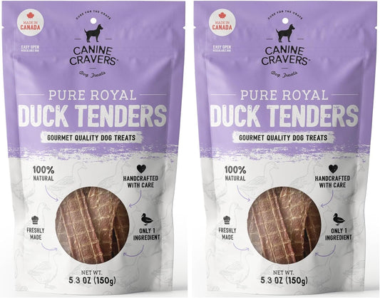 Canine Cravers Single Ingredient Dog Treats – Pure Royal Duck - Human Grade Air Dried Hypoallergenic Pet Food – Grain, Gluten, and Soy Free – 100% All Natural – 5.3 oz (Pack of 2)