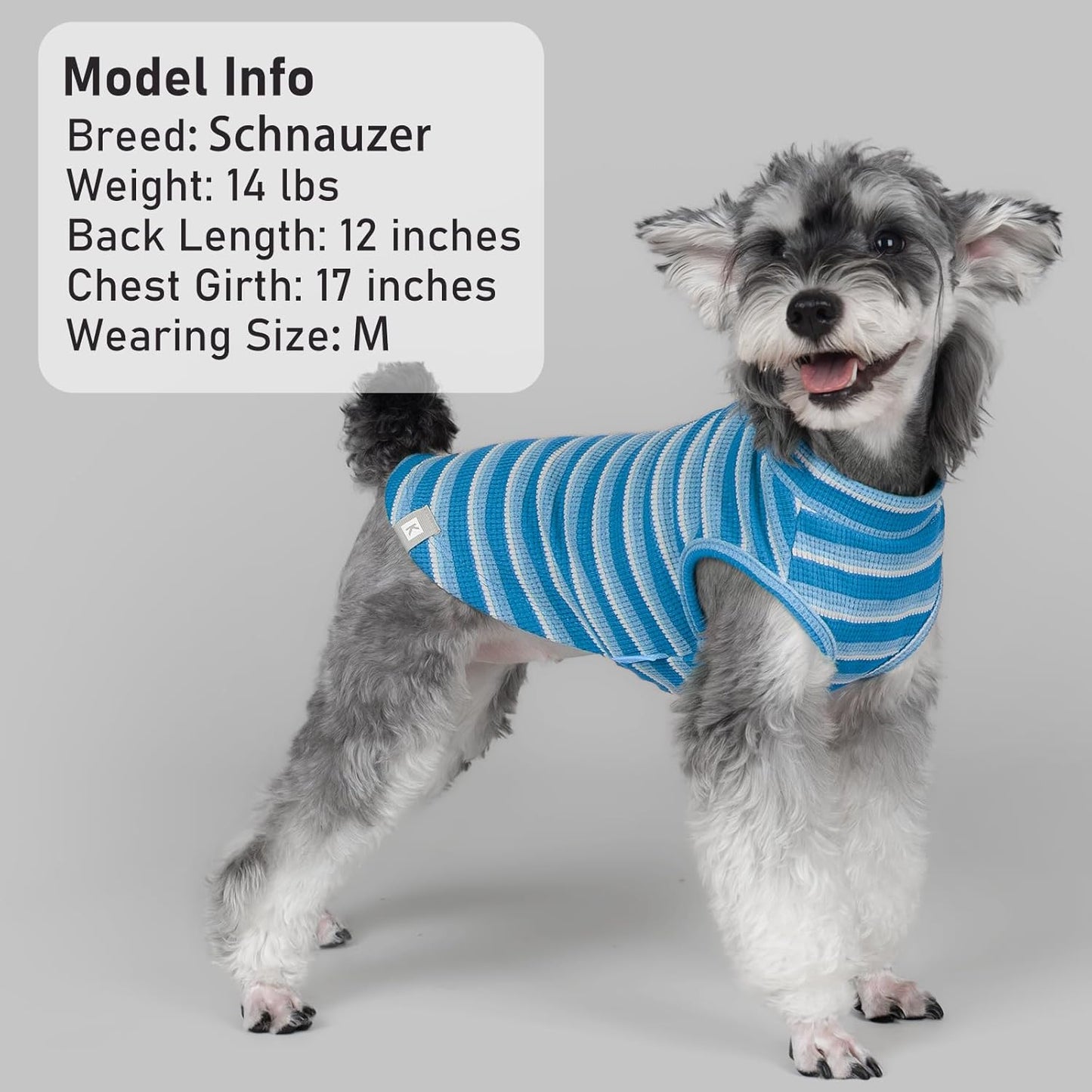 KYEESE 2Pack Waffle Dog Shirts for Small Dogs Stretchy T-Shirts Lightweight Tank Top Sleeveless Striped Vest Breathable Pet Tee, X-Large, Blue+Striped