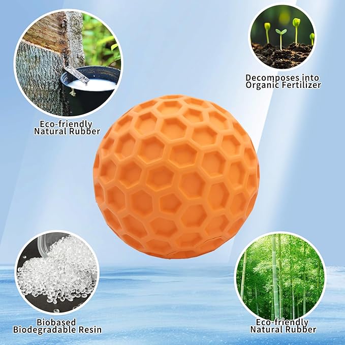 Durable Indestructible Squeaky Dog Ball for Aggressive Heavy Chewers, Unbreakable Tough Natural Rubber Dog Toy, Bouncy Interactive Ball for Medium & Large Dogs, Safe for Teeth & Gums (Orange)