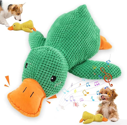 2025 Upgraded Dog Toys, New Durable Calming Duck Toys, Dog Toys for Aggressive Chewers with Soft Squeaker, Fun for Indoor Puppies and Senior Pups (Green, L-11.4 * 13.5in)