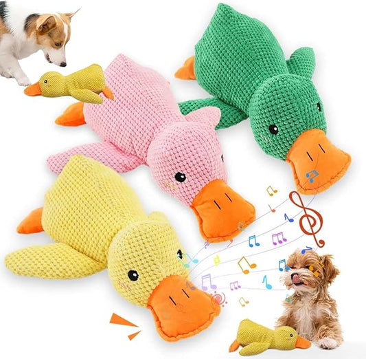 2025 Upgraded Dog Toys, New Durable Calming Duck Toys, Dog Toys for Aggressive Chewers with Soft Squeaker, Fun for Indoor Puppies and Senior Pups (3 Pcs, L-11.4 * 13.5in)