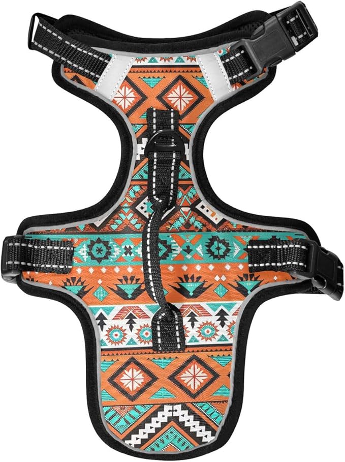 xigua Aztec Geometric Dog Harness, No Pull Pet Vest Harness Reflective Breathable Small & Medium Dog Harness with Nylon Handle, Small