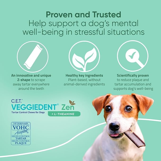 Virbac C.E.T. VEGGIEDENT Zen Tartar Control Chews for Dogs - Large