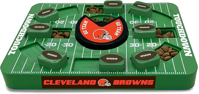 Pets First NFL Cleveland Browns Large Puzzle Toy, New Size, Interactive Dog Treat & Slow Feeding Toy
