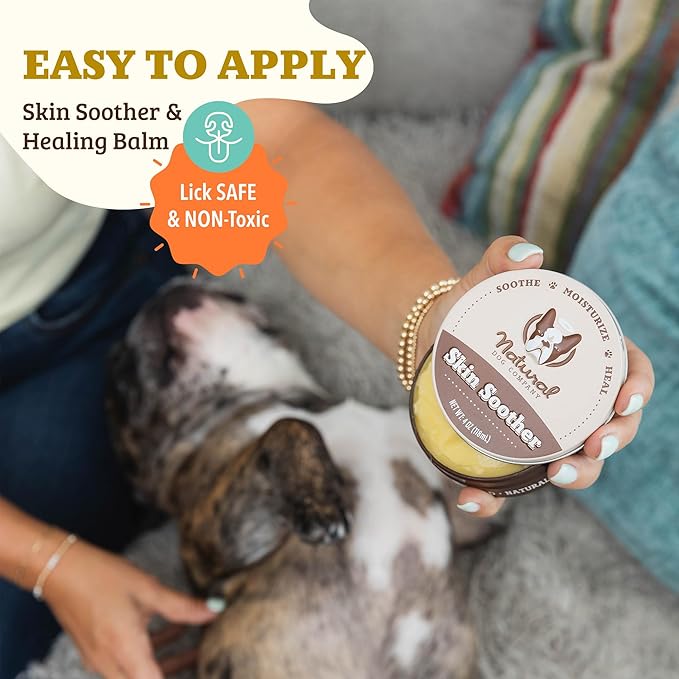 Natural Dog Company Skin Soother Balm for Dogs – 4 oz Tin All Natural Hot Spot & Rash Relief – Organic Itchy Skin Soothing Moisturizer for Dry, Red, Crusty Skin – Lick-Safe Dog Balm, Made in USA