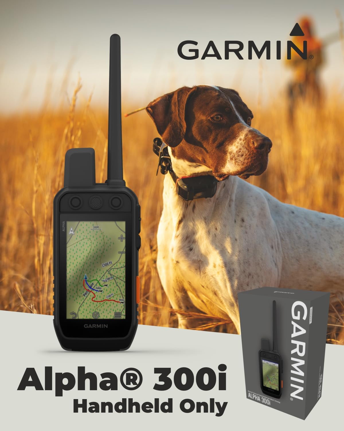 Wearable4U - Garmin Alpha 300i Advanced Dog Tracking and Training Handheld with inReach Technology with Leash and Whistle Bundle