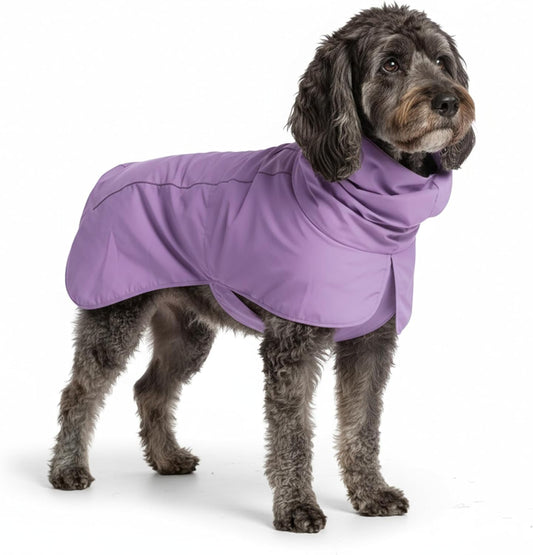 Spark Paws Dog Raincoat, Waterproof Windproof Rain Jacket, for Small Medium Large Extra Large Dogs, Reflective Breathable Full-Body Coverage Dry Suit - Purple - 2XL
