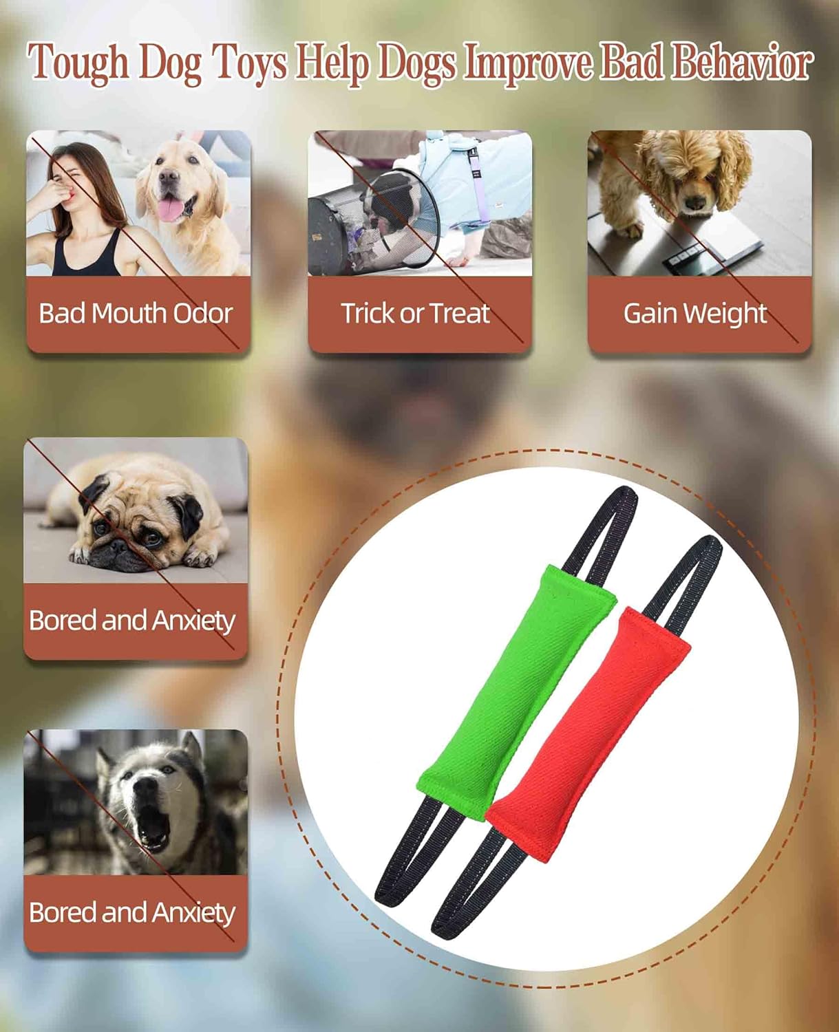 Clysoru Dog Tug Toy Dog，Double Pack Tough Jute Bite Pillow Training Equipment - Puppy to Large Dogs Interactive Toy.