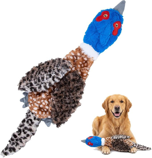 24” No Stuffing Duck Dog Toy – Large Durable Plush Bird with 2 Squeakers & Crinkle Sound, Tough Chew Toy for Medium & Large Dogs, Interactive Fetch & Tug Toy for Aggressive Chewers
