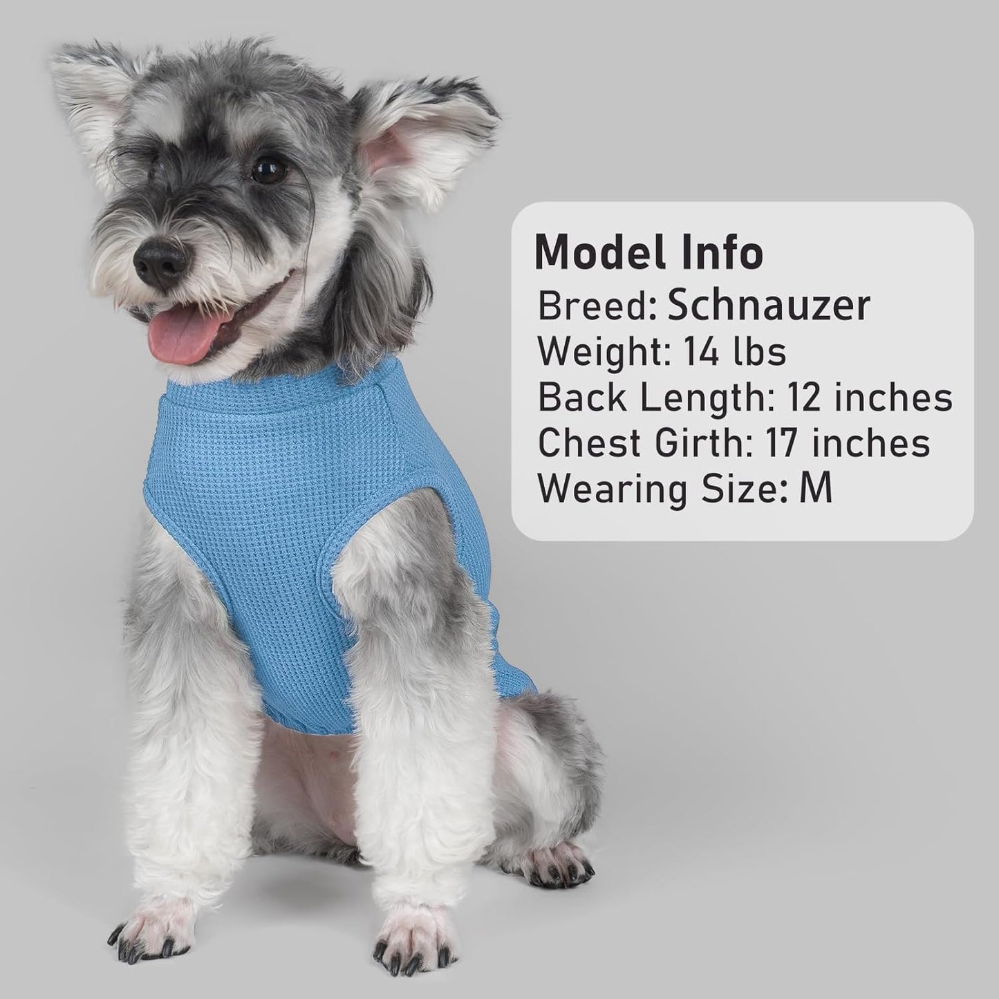 KYEESE 2Pack Waffle Dog Shirts for Small Dogs Stretchy T-Shirts Lightweight Tank Top Sleeveless Striped Vest Breathable Pet Tee, X-Large, Blue+Striped