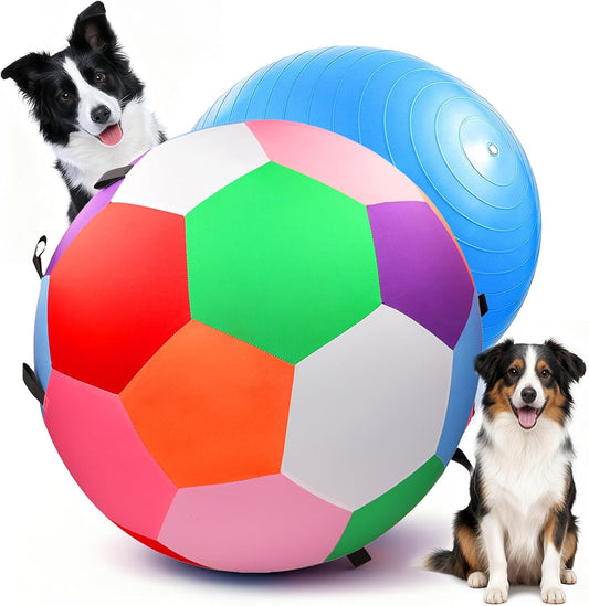 Herding Ball for Dogs, 25 inches Large Dog Toys for Australian Shepherd, Keep Them Busy for Exercise & Mental Stimulation, Interactive Collie Ball with Strap, Colorful