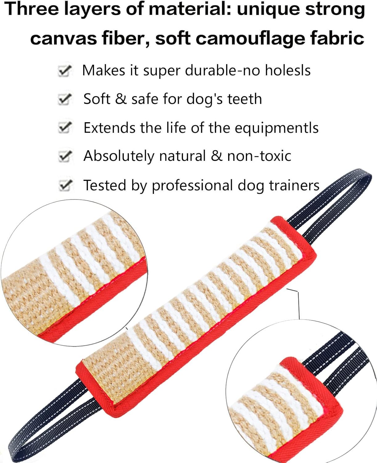 Clysoru Tug Toy for Dogs Jute Bite Resistant Pillow - Lasting Training Equipment Puppy to Large Dogs Interactive Toy with 2 Strong Handles