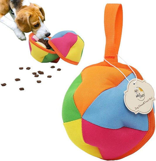 Dog Chase & Treat Ball, Snuffle Ball for Dogs, Interactive Dog Toy for All Breeds Size with Storage Bag, Enrichment Toys for Mental Stimulation