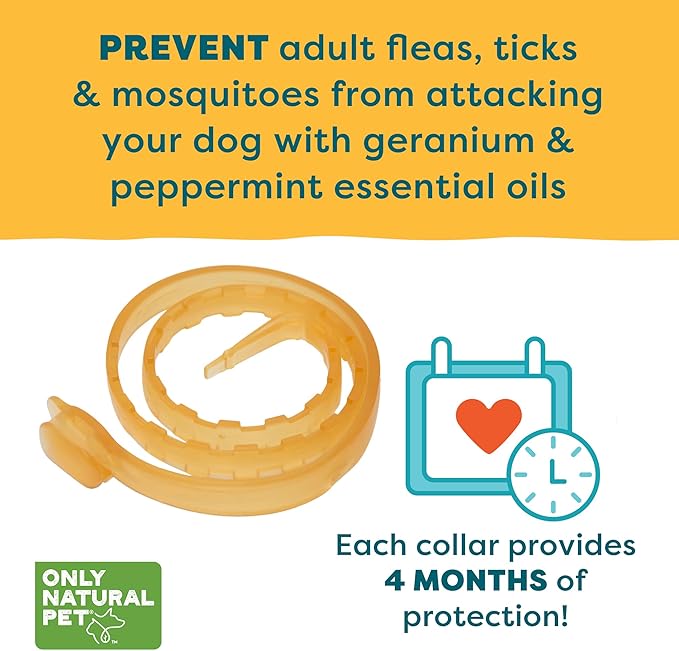 Only Natural Pet EasyDefense Flea & Tick Dog Collar - Canine Flea Control Collars - One Size Fits All - Pet Care That Protects up to 4 Months - for Dogs (2 Packs)