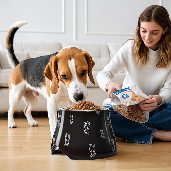 Elevated Dog Bowls with Stainless Steel Bowl, Prevention of Vertebrae Disease Dog Food Bowl, Non-Slip and High Capacity Pet Bowls M/2 Cup (Black)