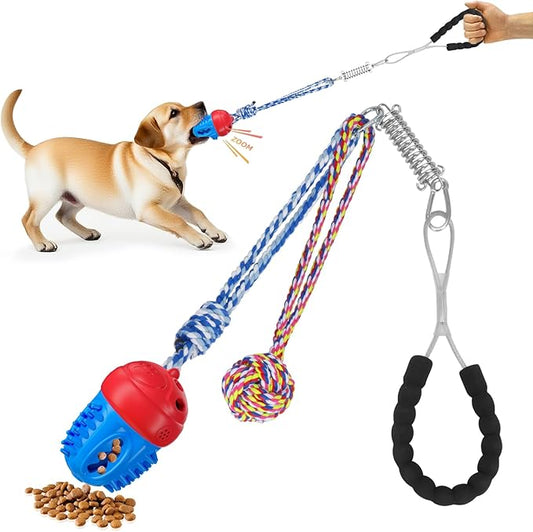 2pcs Dog Tug Toy with Handle - Indestructible Interactive Toy for Aggressive Chewers,Sound Dog Rope Training Toys for Medium & Small Dogs to Keep Them Busy,Red