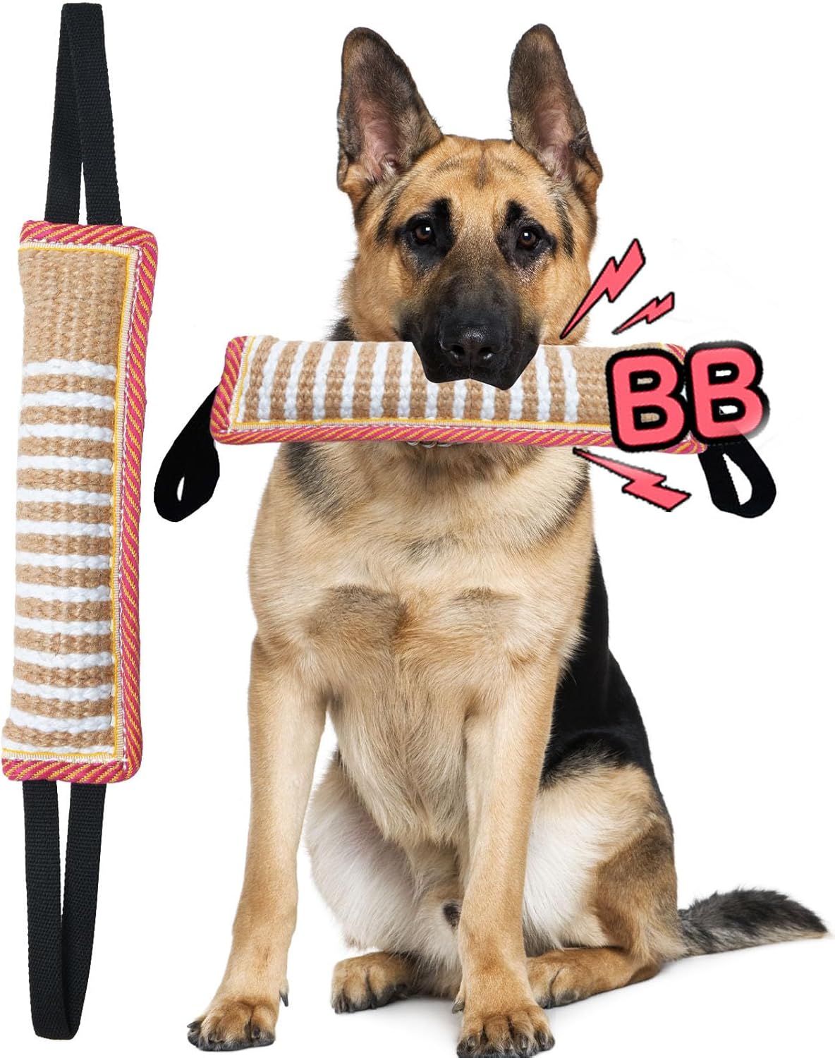 Clysoru Tug Toy for Dogs Squeaky Toy with 2 Strong Handles Lasting Training Equipment Puppy to Large Dog Interactive Toys of War Pull Indestructible Rope Pet Crinkle Teething (Flower)