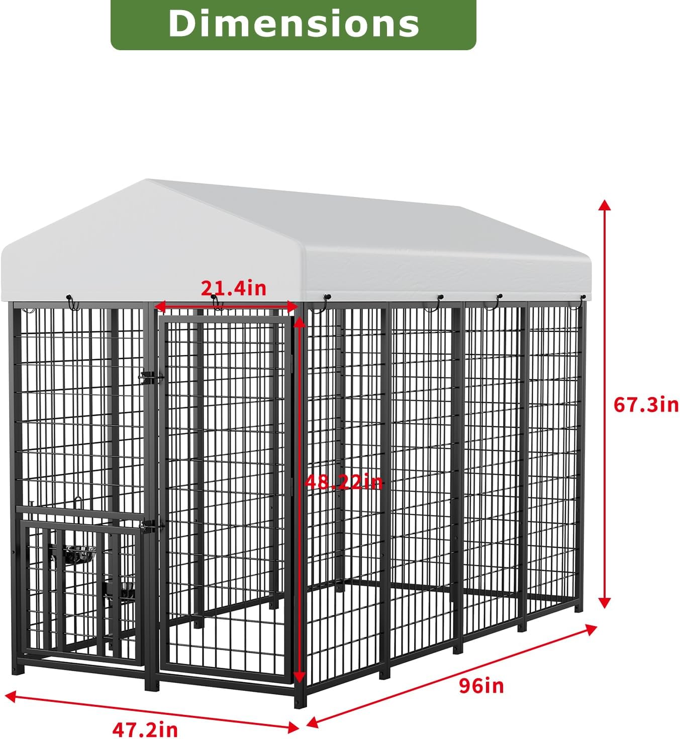 ROOMTEC Large Dog Kennel Outdoor Pet Pens Dogs Run (8 x 4 x5.6-ft)