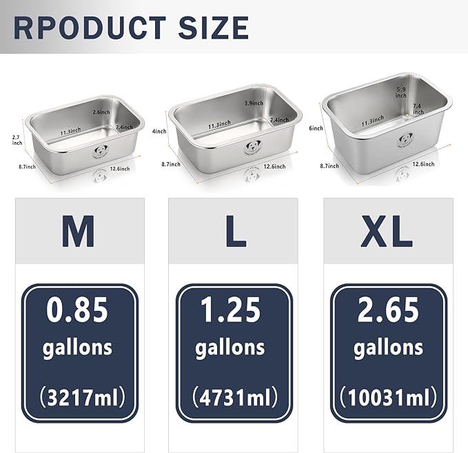 Stainless Steel Dog Bowls for Large Dogs, High Capacity Metal Dog Food Bowls, Food and Water Bowl for Larges, X-Large, and Big Dogs 1.25 Gallons