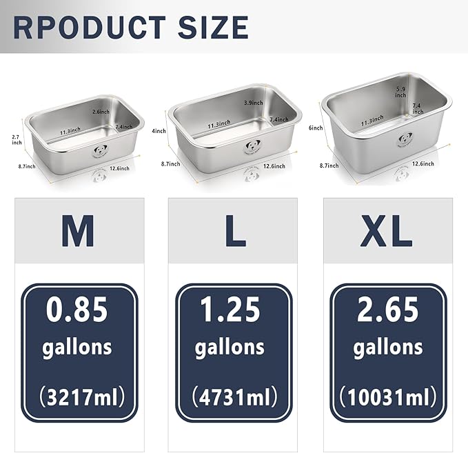 Stainless Steel Dog Bowls for Large Dogs, 0.85 Gallons High Capacity Metal Food Dog Bowls Extra Large Water Bowl for Dogs