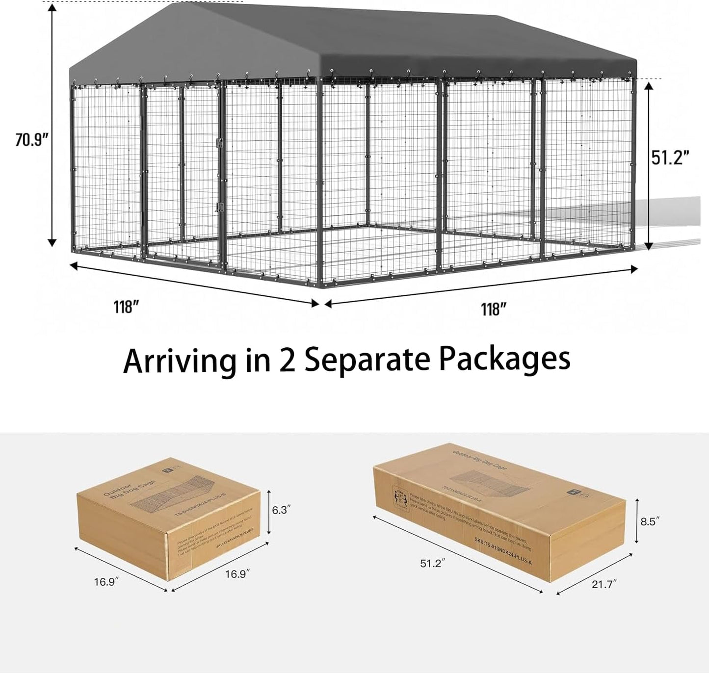 Dog Kennel Outdoor, 10x10x6 FT Heavy Duty Dog Pens Outside with UV & Water Resistant Roof, Large Dog Fence for Yard Metal Chicken Run with Double Locks