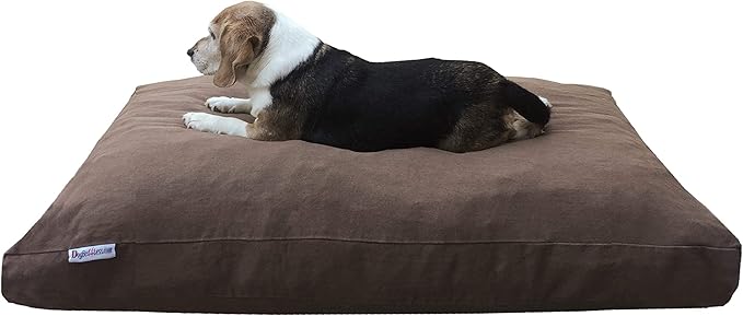 Dogbed4less Heavy Duty Shredded Memory Foam Pet Dog Bed Pillow with Waterproof Lining and Machine Washable Denim Cover, 40X35 Inch, Brown