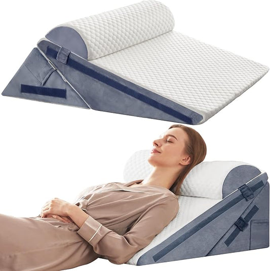 Wedge Pillow, 12" Wedge Pillow for Acid Reflux and Back Pain Relief, Cooling Memory Foam Top,Bed Wedge Pillows for Headboard, Sleeping, Snoring, Back Support, After Surgery.