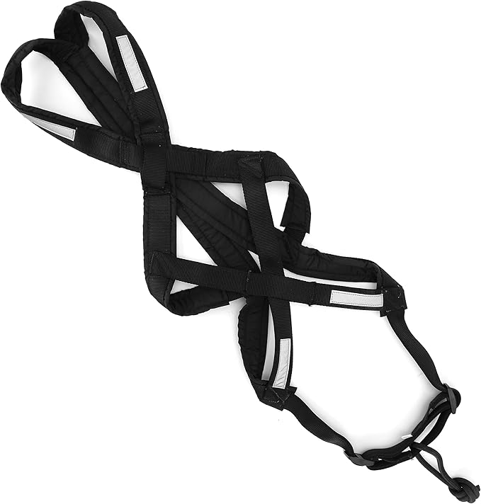 Dog Pulling Harness (L, Black) X Back Mushing Husky Harness for Sled Exercise, Pet Sledding, Bikejoring, Skijoring, Running, Canicross Scootering, for Average Sized Dog About 45-50LBS