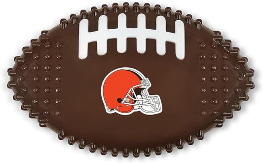 NFL Cleveland Browns Mega- Chew Hard Nylon Bacon-Flavored Dog Bone Football Chew Toy Interactive Tasty Fun Dog Chewy Toys Indestructible Strong Durable Tough Pet Biting Playtoy for Aggressive Chewers