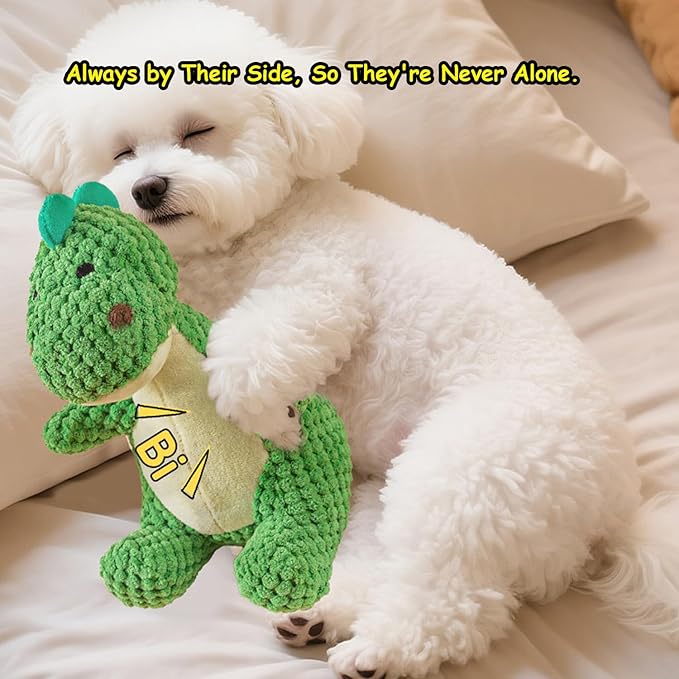 Squeaky Dinosaur Plush Toy for Small Medium Dogs, Textured Chew Toys for Teething Puppies, Fun Interactive Dog Toys for Boredom Relief and Mental Stimulation